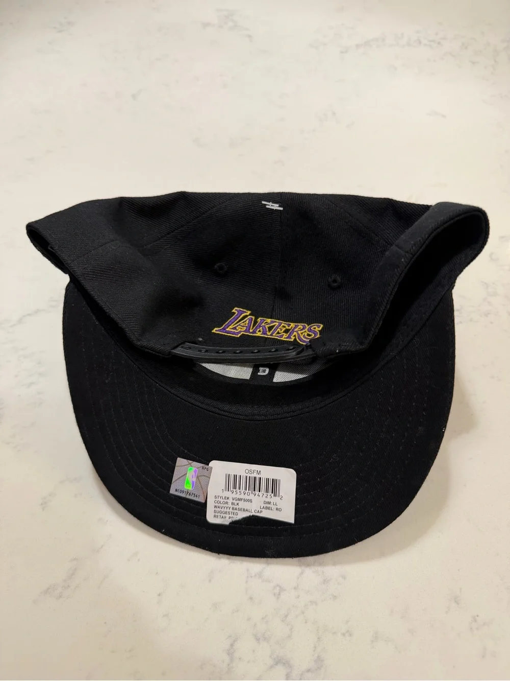 Los Angeles Lakers Black Snapback Cap with Purple & Gold Patch